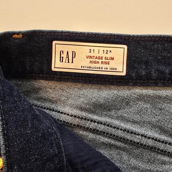 Gap Vintage Slim High Rise Jeans Womens Size 12R Blue Stretch Classic Normcore - Picture 3 of 11